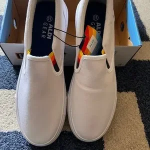 Aldi Shoes Aldi Gear Mens White Canvas Slip On Shoes Slides